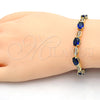 Oro Laminado Tennis Bracelet, Gold Filled Style with Sapphire Blue and White Cubic Zirconia, Polished, Golden Finish, 03.210.0069.4.08 (06 MM Thickness, 8 Inches Length)