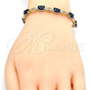 Oro Laminado Tennis Bracelet, Gold Filled Style with Sapphire Blue and White Cubic Zirconia, Polished, Golden Finish, 03.210.0069.4.08 (06 MM Thickness, 8 Inches Length)