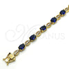 Oro Laminado Tennis Bracelet, Gold Filled Style with Sapphire Blue and White Cubic Zirconia, Polished, Golden Finish, 03.210.0069.4.08 (06 MM Thickness, 8 Inches Length)