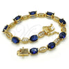 Oro Laminado Tennis Bracelet, Gold Filled Style with Sapphire Blue and White Cubic Zirconia, Polished, Golden Finish, 03.210.0069.4.08 (06 MM Thickness, 8 Inches Length)