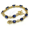 Oro Laminado Tennis Bracelet, Gold Filled Style with Sapphire Blue and White Cubic Zirconia, Polished, Golden Finish, 03.210.0069.4.08 (06 MM Thickness, 8 Inches Length)