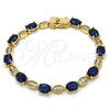 Oro Laminado Tennis Bracelet, Gold Filled Style with Sapphire Blue and White Cubic Zirconia, Polished, Golden Finish, 03.210.0069.4.08 (06 MM Thickness, 8 Inches Length)