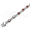 Rhodium Gold Filled Tennis Bracelet, with Garnet and White Cubic Zirconia, Polished, Rhodium Finish, 03.210.0069.6.08 (06 MM Thickness, 8 Inches Length)