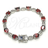 Rhodium Gold Filled Tennis Bracelet, with Garnet and White Cubic Zirconia, Polished, Rhodium Finish, 03.210.0069.6.08 (06 MM Thickness, 8 Inches Length)