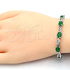 Rhodium Plated Tennis Bracelet, with Green and White Cubic Zirconia, Polished, Rhodium Finish, 03.210.0069.7.08 (06 MM Thickness, 8 Inches Length)