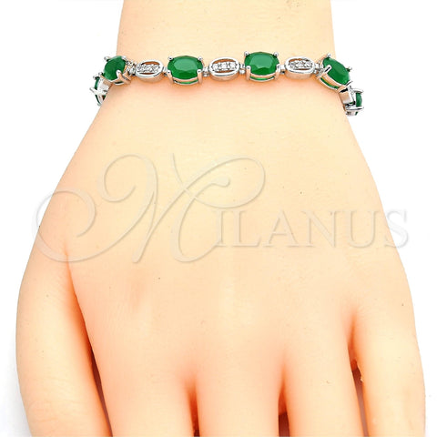 Rhodium Gold Filled Tennis Bracelet, with Green and White Cubic Zirconia, Polished, Rhodium Finish, 03.210.0069.7.08 (06 MM Thickness, 8 Inches Length)