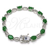 Rhodium Plated Tennis Bracelet, with Green and White Cubic Zirconia, Polished, Rhodium Finish, 03.210.0069.7.08 (06 MM Thickness, 8 Inches Length)