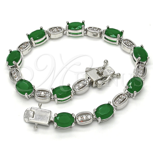 White Gold Filled Bracelet — Tennis Bracelet with Green and White Cubic Zirconia — alternate product view — SKU 119533 | Oro Laminado Blanco brazalete — Tennis Bracelet with Green and blanco Cubic Zirconia — SKU 119533