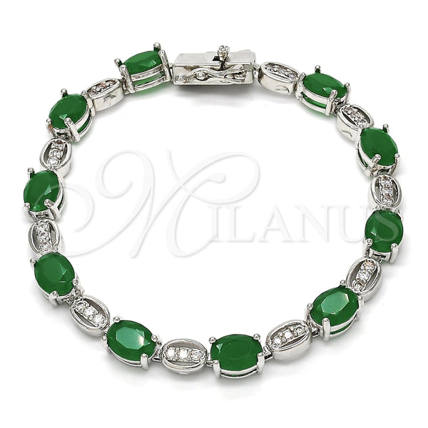 White Gold Filled Bracelet — Tennis Bracelet with Green and White Cubic Zirconia — alternate product view — SKU 119533 | Oro Laminado Blanco brazalete — Tennis Bracelet with Green and blanco Cubic Zirconia — SKU 119533