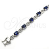 Rhodium Gold Filled Tennis Bracelet, with Sapphire Blue and White Cubic Zirconia, Polished, Rhodium Finish, 03.210.0069.8.08 (06 MM Thickness, 8 Inches Length)