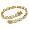 Oro Laminado Tennis Bracelet, Gold Filled Style with White Cubic Zirconia, Polished, Golden Finish, 03.210.0070.08 (06 MM Thickness, 8 Inches Length)