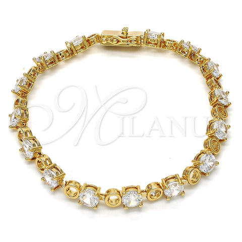 Oro Laminado Tennis Bracelet, Gold Filled Style with White Cubic Zirconia, Polished, Golden Finish, 03.210.0070.08 (06 MM Thickness, 8 Inches Length)