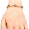Oro Laminado Tennis Bracelet, Gold Filled Style with Garnet and White Cubic Zirconia, Polished, Golden Finish, 03.210.0070.1.08 (06 MM Thickness, 8 Inches Length)
