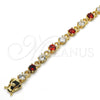 Oro Laminado Tennis Bracelet, Gold Filled Style with Garnet and White Cubic Zirconia, Polished, Golden Finish, 03.210.0070.1.08 (06 MM Thickness, 8 Inches Length)