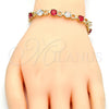 Oro Laminado Tennis Bracelet, Gold Filled Style with Ruby and White Cubic Zirconia, Polished, Golden Finish, 03.210.0070.2.08 (06 MM Thickness, 8 Inches Length)