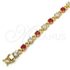 Oro Laminado Tennis Bracelet, Gold Filled Style with Ruby and White Cubic Zirconia, Polished, Golden Finish, 03.210.0070.2.08 (06 MM Thickness, 8 Inches Length)