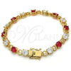 Oro Laminado Tennis Bracelet, Gold Filled Style with Ruby and White Cubic Zirconia, Polished, Golden Finish, 03.210.0070.2.08 (06 MM Thickness, 8 Inches Length)