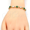 Oro Laminado Tennis Bracelet, Gold Filled Style with Green and White Cubic Zirconia, Polished, Golden Finish, 03.210.0070.3.08 (06 MM Thickness, 8 Inches Length)