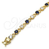Oro Laminado Tennis Bracelet, Gold Filled Style with Sapphire Blue and White Cubic Zirconia, Polished, Golden Finish, 03.210.0070.4.08 (06 MM Thickness, 8 Inches Length)