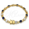 Oro Laminado Tennis Bracelet, Gold Filled Style with Sapphire Blue and White Cubic Zirconia, Polished, Golden Finish, 03.210.0070.4.08 (06 MM Thickness, 8 Inches Length)