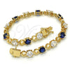 Oro Laminado Tennis Bracelet, Gold Filled Style with Sapphire Blue and White Cubic Zirconia, Polished, Golden Finish, 03.210.0070.4.08 (06 MM Thickness, 8 Inches Length)
