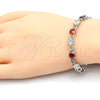 Rhodium Gold Filled Tennis Bracelet, with Garnet and White Cubic Zirconia, Polished, Rhodium Finish, 03.210.0070.6.08 (06 MM Thickness, 8 Inches Length)