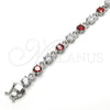 Rhodium Gold Filled Tennis Bracelet, with Garnet and White Cubic Zirconia, Polished, Rhodium Finish, 03.210.0070.6.08 (06 MM Thickness, 8 Inches Length)