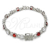 Rhodium Gold Filled Tennis Bracelet, with Garnet and White Cubic Zirconia, Polished, Rhodium Finish, 03.210.0070.6.08 (06 MM Thickness, 8 Inches Length)