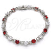 Rhodium Gold Filled Tennis Bracelet, with Garnet and White Cubic Zirconia, Polished, Rhodium Finish, 03.210.0070.6.08 (06 MM Thickness, 8 Inches Length)