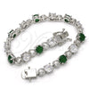 Rhodium Gold Filled Tennis Bracelet, with Green and White Cubic Zirconia, Polished, Rhodium Finish, 03.210.0070.7.08 (06 MM Thickness, 8 Inches Length)