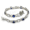 Rhodium Gold Filled Tennis Bracelet, with Sapphire Blue and White Cubic Zirconia, Polished, Rhodium Finish, 03.210.0070.8.08 (06 MM Thickness, 8 Inches Length)