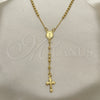 Oro Laminado Thin Rosary, Gold Filled Style Divino NiÃ±o and Crucifix Design, Polished, Golden Finish, 09.02.0040.18