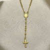 Oro Laminado Thin Rosary, Gold Filled Style Medalla Milagrosa and Crucifix Design, Polished, Golden Finish, 09.02.0040.1.18