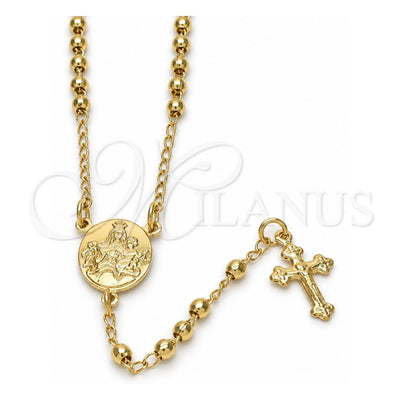 Oro Laminado Thin Rosary, Gold Filled Style Caridad del Cobre and Crucifix Design, Polished, Golden Finish, 09.02.0040.3.18