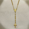 Oro Laminado Thin Rosary, Gold Filled Style Virgen Maria and Crucifix Design, Golden Finish, 09.02.0042.18