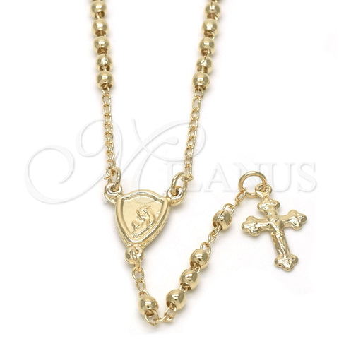 Oro Laminado Thin Rosary, Gold Filled Style Virgen Maria and Crucifix Design, Golden Finish, 09.02.0042.18