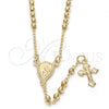 Oro Laminado Thin Rosary, Gold Filled Style Virgen Maria and Crucifix Design, Golden Finish, 09.02.0042.18