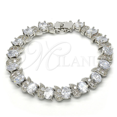 Rhodium Plated Tennis Bracelet, with White Cubic Zirconia, Polished, Rhodium Finish, 03.210.0071.5.08 (11 MM Thickness, 8 Inches Length)