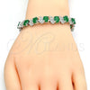Rhodium Gold Filled Tennis Bracelet, with Green and White Cubic Zirconia, Polished, Rhodium Finish, 03.210.0071.6.08 (11 MM Thickness, 8 Inches Length)
