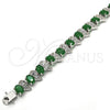 Rhodium Gold Filled Tennis Bracelet, with Green and White Cubic Zirconia, Polished, Rhodium Finish, 03.210.0071.6.08 (11 MM Thickness, 8 Inches Length)