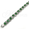 Rhodium Plated Tennis Bracelet, with Green and White Cubic Zirconia, Polished, Rhodium Finish, 03.210.0071.6.08 (11 MM Thickness, 8 Inches Length)