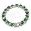 Rhodium Gold Filled Tennis Bracelet, with Green and White Cubic Zirconia, Polished, Rhodium Finish, 03.210.0071.6.08 (11 MM Thickness, 8 Inches Length)