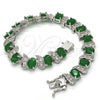 Rhodium Gold Filled Tennis Bracelet, with Green and White Cubic Zirconia, Polished, Rhodium Finish, 03.210.0071.6.08 (11 MM Thickness, 8 Inches Length)