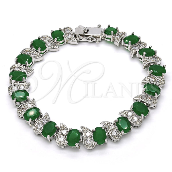 White Gold Filled Bracelet — Tennis Bracelet with Green and White Cubic Zirconia — main product view — SKU 119570 | Oro Laminado Blanco brazalete — Tennis Bracelet with Green and blanco Cubic Zirconia — SKU 119570