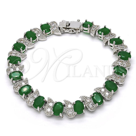 Rhodium Gold Filled Tennis Bracelet, with Green and White Cubic Zirconia, Polished, Rhodium Finish, 03.210.0071.6.08 (11 MM Thickness, 8 Inches Length)