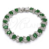Rhodium Plated Tennis Bracelet, with Green and White Cubic Zirconia, Polished, Rhodium Finish, 03.210.0071.6.08 (11 MM Thickness, 8 Inches Length)