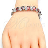 Rhodium Gold Filled Tennis Bracelet, with Garnet and White Cubic Zirconia, Polished, Rhodium Finish, 03.210.0071.7.08 (11 MM Thickness, 8 Inches Length)