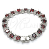 Rhodium Gold Filled Tennis Bracelet, with Garnet and White Cubic Zirconia, Polished, Rhodium Finish, 03.210.0071.7.08 (11 MM Thickness, 8 Inches Length)