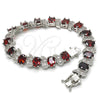 Rhodium Plated Tennis Bracelet, with Garnet and White Cubic Zirconia, Polished, Rhodium Finish, 03.210.0071.7.08 (11 MM Thickness, 8 Inches Length)