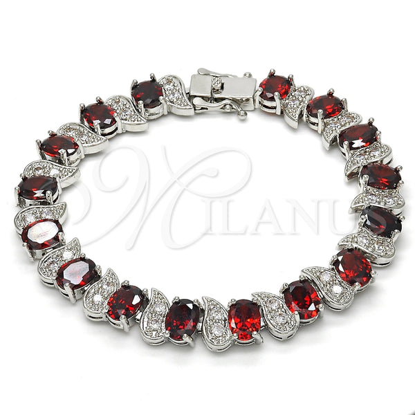White Gold Filled Bracelet — Tennis Bracelet with Garnet and White Cubic Zirconia — main product view — SKU 119571 | Oro Laminado Blanco brazalete — Tennis Bracelet with Garnet and blanco Cubic Zirconia — SKU 119571